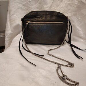 Allsaints Fleur De Lis Black Soft Leather Cross Body Bag